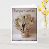 ヴィンテージウェディングケーキトッパーのグリーティングカード カード (黄色い花)