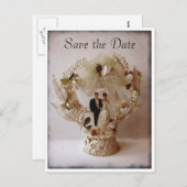 ヴィンテージウェディングケーキトッパー葉書 案内ポストカード (正面/裏面)