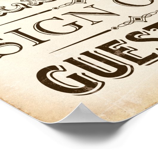 ヴィンテージウェディングサイン私たちのゲストブックサインプリント ポスター (角)