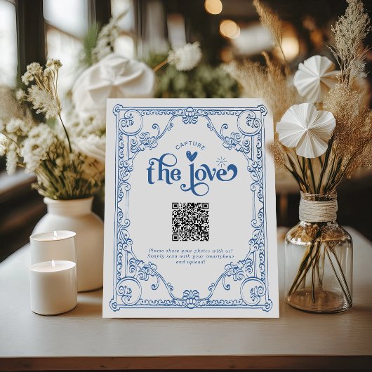 ヴィンテージウェディングザラブフォト共有QRコード 台座サイン