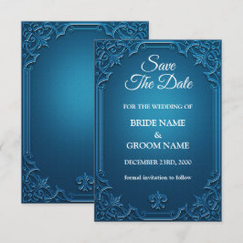 ヴィンテージウェディングジオメトリックティール（緑がかった色）ターコイズエレガントS セーブザデート