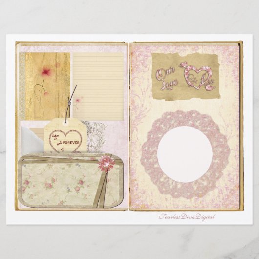 ヴィンテージウェディングジャンクジャーナルスクラップブックページ19 &20 (正面)