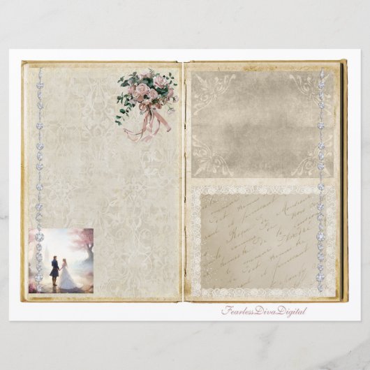 ヴィンテージウェディングジャンクジャーナルスクラップブックページ21 &22 (正面)