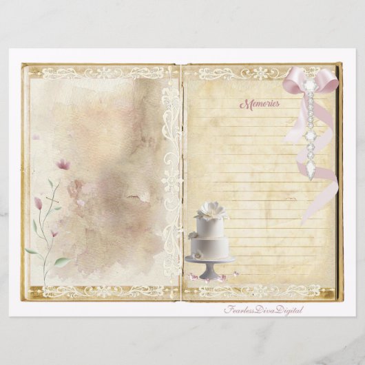 ヴィンテージウェディングジャンクジャーナルスクラップブックページ9 & 10 (正面)