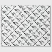 ヴィンテージウェディングスケルトンカップル ラッピングペーパー (フラット)