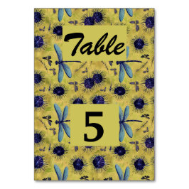 ヴィンテージウェディングタンデリオンとドラゴンフライをテーマにした テーブルナンバー