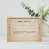 ヴィンテージウェディングチケットの運転指示 エンクロージャーカード (スタンド正面)