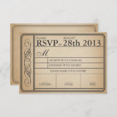 ヴィンテージウェディングチケットRSVP IIパンクアウト 出欠カード (正面/裏面)