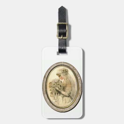 ヴィンテージウェディングテーマの花嫁用スーツタグ ラゲッジタグ (正面縦)