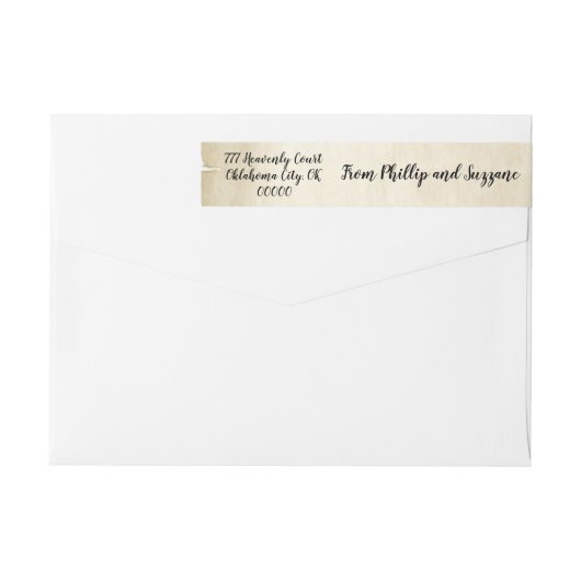 ヴィンテージウェディングテーマ熟成パーチメントありがとう ラップアラウンドラベル (裏面)