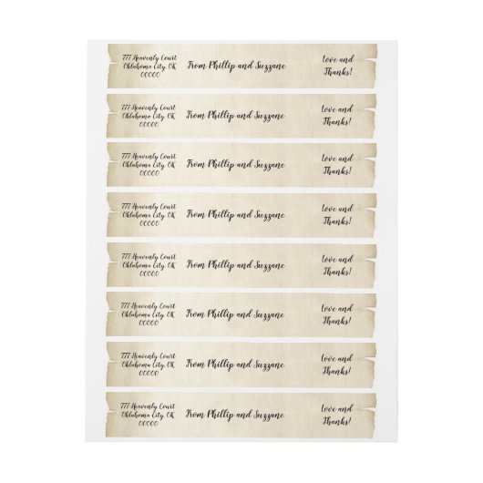 ヴィンテージウェディングテーマ熟成パーチメントありがとう ラップアラウンドラベル (シート)
