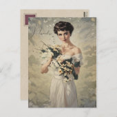 ヴィンテージウェディングドレかわいらしスガーリーフローラ写真 ポストカード (正面/裏面)