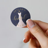 ヴィンテージウェディングドレスネイビー&金ゴールドブライダルシャワー ラウンドシール