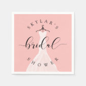 ヴィンテージウェディングドレスピンクブライダルシャワーピンク スタンダードカクテルナプキン (正面)