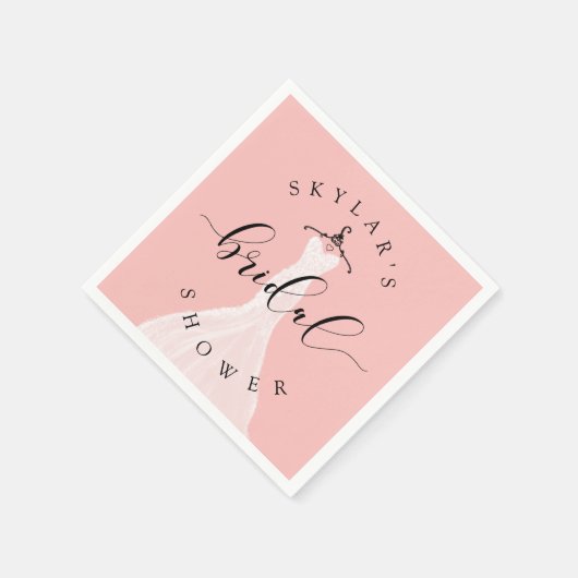 ヴィンテージウェディングドレスピンクブライダルシャワーピンク スタンダードカクテルナプキン (角)