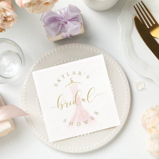 ヴィンテージウェディングドレスピンクブライダルシャワーホワイト スタンダードカクテルナプキン