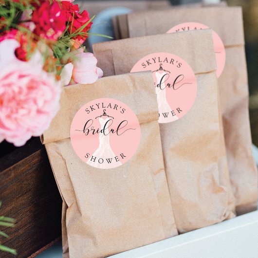 ヴィンテージウェディングドレスピンクブライダルシャワー ラウンドシール