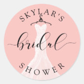 ヴィンテージウェディングドレスピンクブライダルシャワー ラウンドシール (正面)