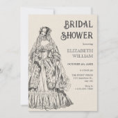 ヴィンテージウェディングドレスブライダルシャワー 招待状 (正面)