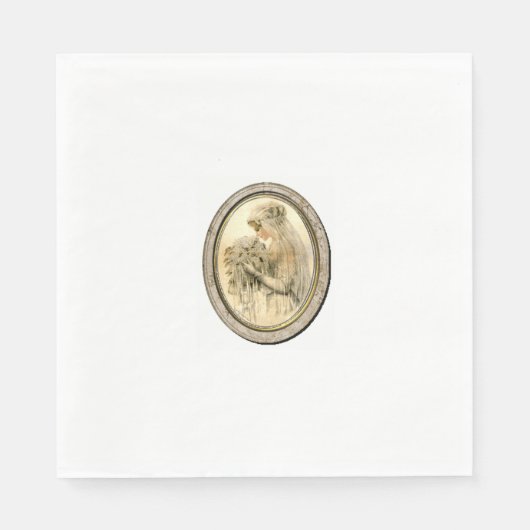 ヴィンテージウェディングドレスブライドホワイトブライダルシャワー スタンダードランチョンナプキン (正面)