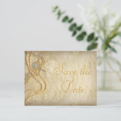 ヴィンテージウェディングドレス真珠の日付を保存 案内ポストカード (スタンド正面)