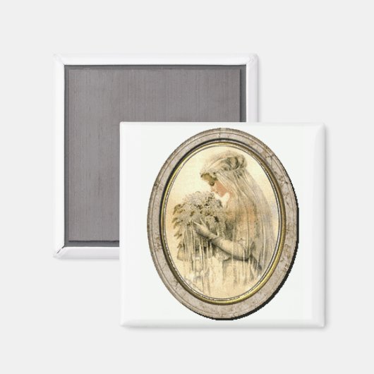 ヴィンテージウェディングドレス ビクトリアン花嫁マグネット マグネット (正面/裏面)