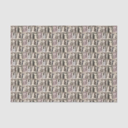 ヴィンテージウェディングドレス 花嫁と花婿のコラージュ 薄葉紙 (正面)