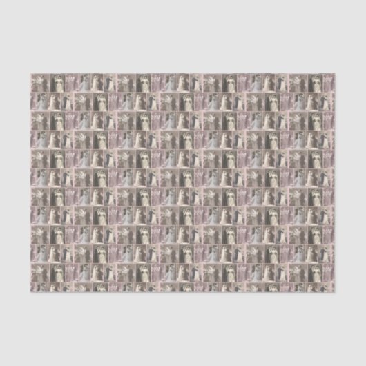 ヴィンテージウェディングドレス 花嫁と花婿のソフトピンク 薄葉紙 (正面)