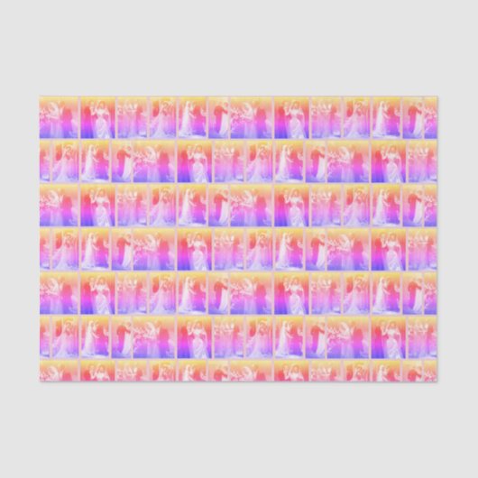 ヴィンテージウェディングドレス 花嫁と花婿 レインボー 薄葉紙 (正面)