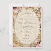 ヴィンテージウェディングバラバタフライ,ミュージックノート 招待状 (裏面)