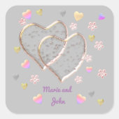 ヴィンテージウェディングパーソナライズされた、 スクエアシール (正面)