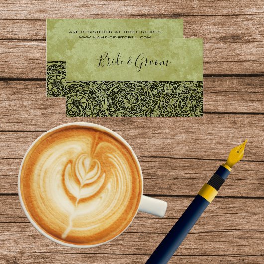 ヴィンテージウェディングビクトリアンフラワーフローラスクロール エンクロージャーカード