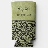 ヴィンテージウェディングビクトリアンフラワーフローラスクロール スリム缶クーラー (正面)