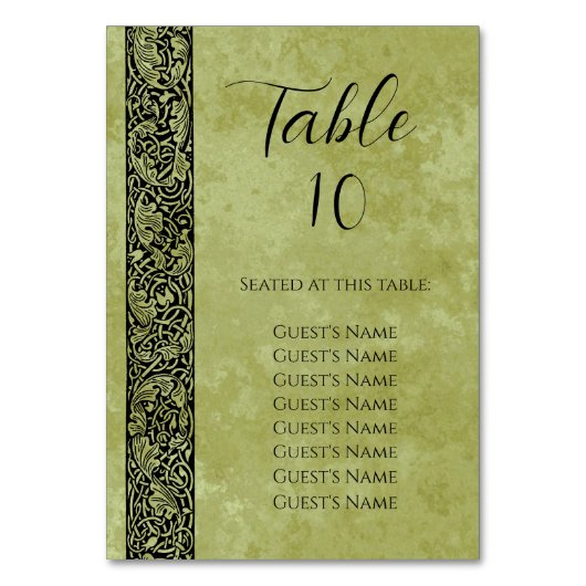 ヴィンテージウェディングビクトリアンフラワーフローラスクロール テーブルナンバー (正面)