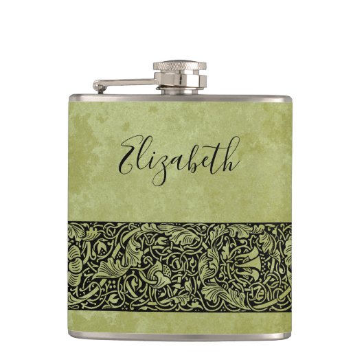ヴィンテージウェディングビクトリアンフラワーフローラスクロール フラスク (正面)