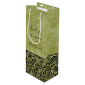 ヴィンテージウェディングビクトリアンフラワーフローラスクロール ワインギフトバッグ (正面アングル)