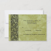 ヴィンテージウェディングビクトリアンフラワーフローラスクロール 出欠カード (正面)