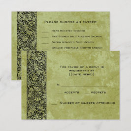 ヴィンテージウェディングビクトリアンフラワーフローラスクロール 出欠カード