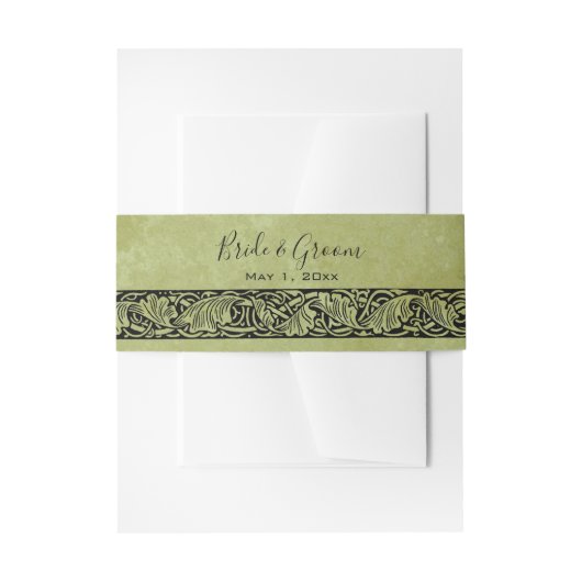 ヴィンテージウェディングビクトリアンフラワーフローラスクロール 招待状ベリーバンド (正面例)