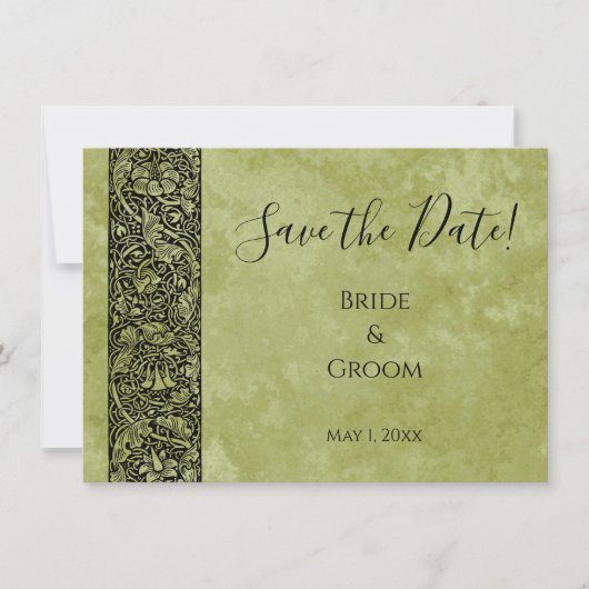 ヴィンテージウェディングビクトリアンフラワーフローラスクロール 招待状 (正面)