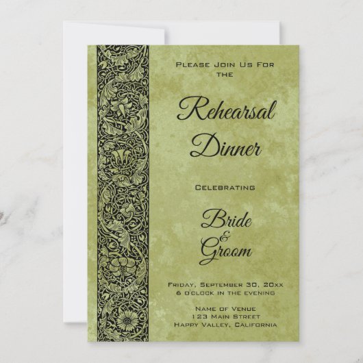 ヴィンテージウェディングビクトリアンフラワーフローラスクロール 招待状 (正面)