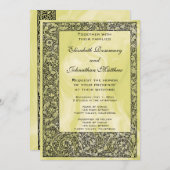 ヴィンテージウェディングビクトリアンフラワーフローラスクロール 招待状 (正面/裏面)