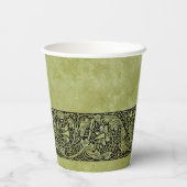 ヴィンテージウェディングビクトリアンフラワーフローラスクロール 紙コップ (裏面)