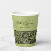 ヴィンテージウェディングビクトリアンフラワーフローラスクロール 紙コップ (正面)