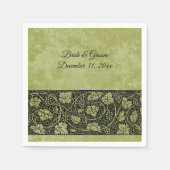 ヴィンテージウェディングビクトリアンブドウつる植物葉 スタンダードカクテルナプキン (正面)