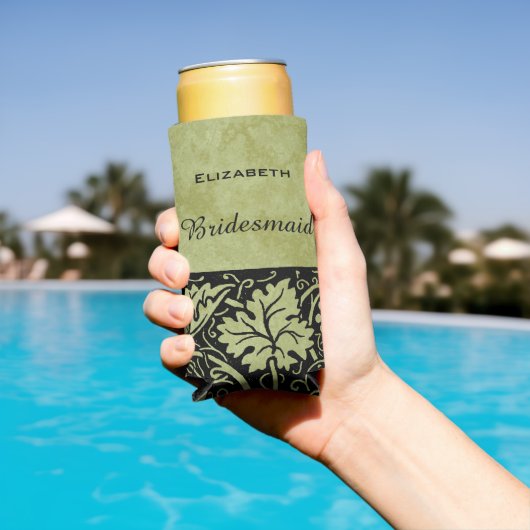 ヴィンテージウェディングビクトリアンブドウつる植物葉 スリム缶クーラー (インサイチュ プール)