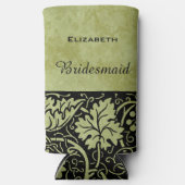 ヴィンテージウェディングビクトリアンブドウつる植物葉 スリム缶クーラー (正面)