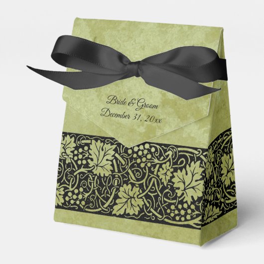 ヴィンテージウェディングビクトリアンブドウつる植物葉 フェイバーボックス (正面サイド)