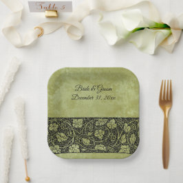 ヴィンテージウェディングビクトリアンブドウつる植物葉 ペーパープレート