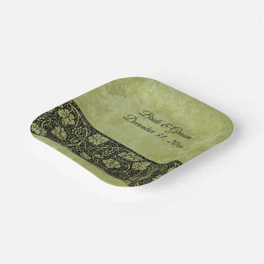 ヴィンテージウェディングビクトリアンブドウつる植物葉 ペーパープレート (傾斜あり)